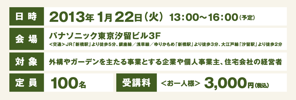 2013年1月22日（火）パナソニック東京汐留ビル3Fにて開催